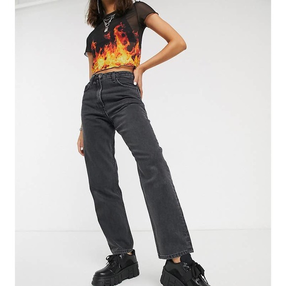 Collusion Denim - Collusion x006 Mom Jeans Women's Size 26 Washed Black High Rise Cotton Tapered